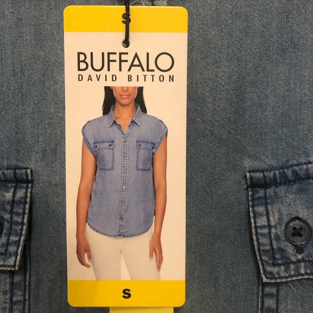 BUFFALO DAVID BITTON Women’s Soft Acid Wash Utility Shirt Blue Size Small